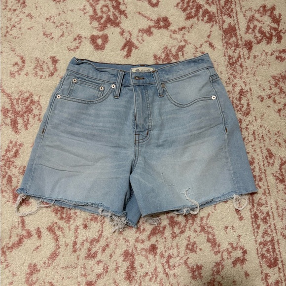 Madewell Light Blue Distressed Jean Shorts - Picture 1 of 5